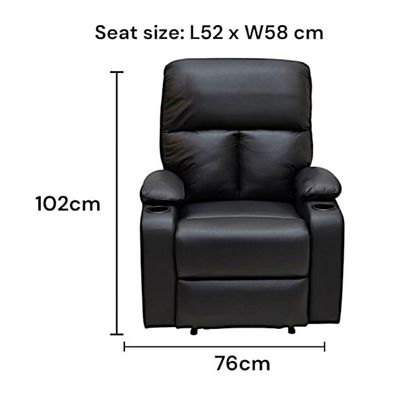 SBF Single Seater Fabric Recliner Sofa – Manual Reclining One-Seater Lounge Chair with Cup Holders – Modern Design & Ultimate Comfort for Living Room & Home Relaxation, Black