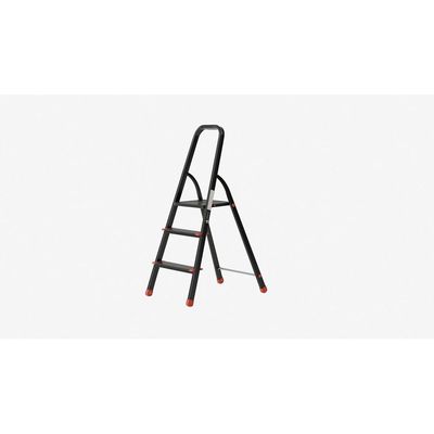 Aluminium Step Ladder for Home - 3 Steps, Black | Anti-Slip Foldable Ladder for Home, Kitchen, Garden, Office | Lightweight, Portable Folding Ladder with Grip (Black)