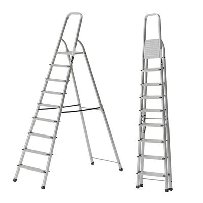 Aluminium Step Ladder for Home - 9 Steps | Anti-Slip Foldable Ladder for Home, Kitchen, Garden, Office | Lightweight, Portable Folding Ladder with Grip (Silver) Aluminium Step Ladder for Home - 9 Steps | Anti-Slip Foldable Ladder for Home, Kitchen, Garden, Office | Lightweight, Portable Folding Ladder with Grip (Silver)