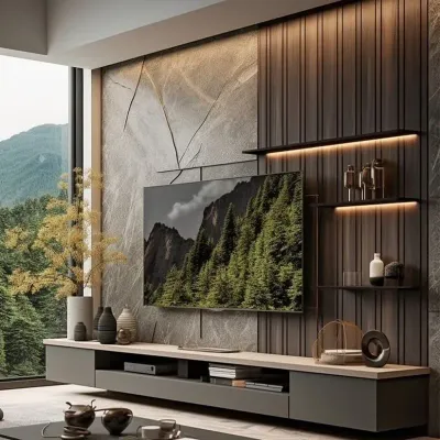 Tbuil Atelier Luxury Modern Tv Unit With Wood Paneling | Modern Tv Stand | Tv Unit