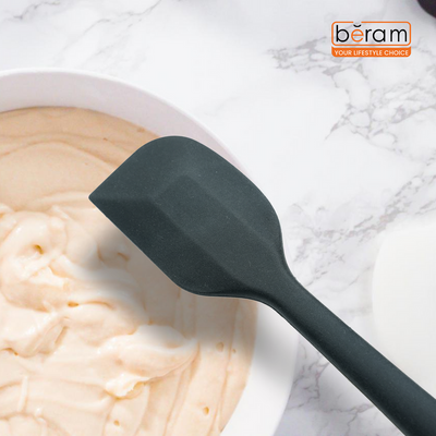 Beram Silicone Spatula With Stainless Steel Handles Heat Resistant Kitchen Utensil Non-Stick Safe Bpafree Cooking Tools Spatulas–Black (Single Spatula)