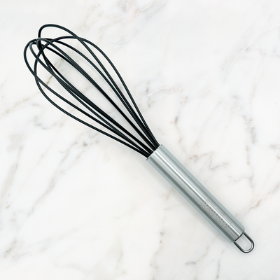 Beram  Silicone Head Whisk With Stainless Steel Handles Heat Resistant Kitchen Utensil Non-Stick Safe Bpafree Cooking Tools Spatula–Black (Single Whisk)