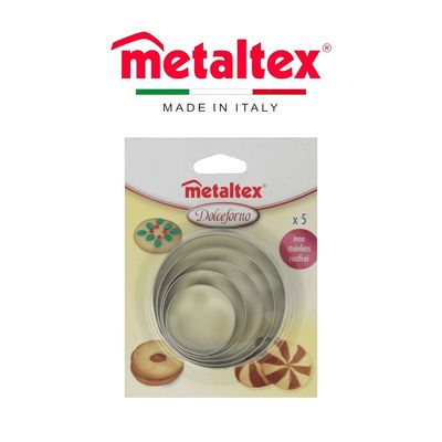 Metaltex 5-Piece Circle Cookie Cutter Set – Stainless Steel, Assorted Sizes for Baking & Crafts
