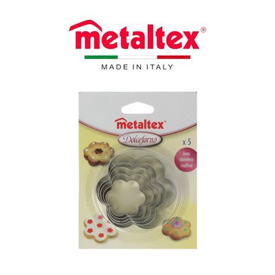 Metaltex 5-Piece Flower Cookie Cutter Set – Stainless Steel, Assorted Sizes for Baking & Crafts