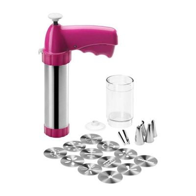 Metaltex Profi-Bisquick Cookie Gun & Icing Set – 2-in-1 Stainless Steel Biscuit Maker with 12 Discs & 5 Nozzles