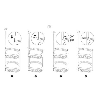 Metaltex Shower-Flex Shower Caddy – Adjustable Shower Organizer with Flexible Arms, 2 Shelves & Hooks – Compact Storage for Bottles up to 1L