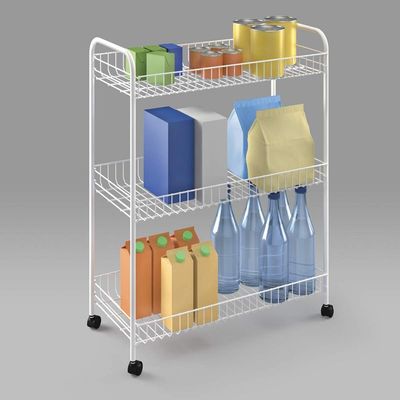 Metaltex Grande 3-Layer Multi-Purpose Cart – 3-Tier Rolling Storage Trolley with 360° Spinner Wheels, Easy Assembly, LDPE Plastic Coating