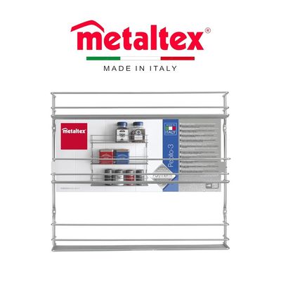 Metaltex Spice Rack Pepito – 3-Layer Wall or Cabinet Mounted Organizer – Polytherm Coating, Rust-Resistant, Made in Italy