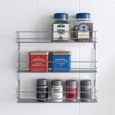 Metaltex Spice Rack Pepito – 3-Layer Wall or Cabinet Mounted Organizer – Polytherm Coating, Rust-Resistant, Made in Italy