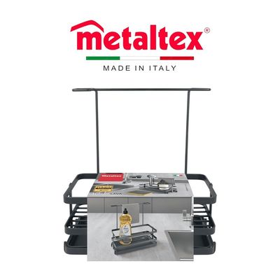 Metaltex Kitchen Sink Organizer Tokyo LAVA – Matte Black with TouchTherm Coating, Made in Italy