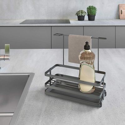 Metaltex Kitchen Sink Organizer Tokyo LAVA – Matte Black with TouchTherm Coating, Made in Italy