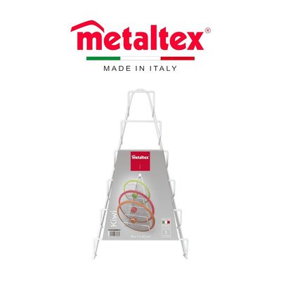 Metaltex Pot Lid Holder Kiwi – Space-Saving Lid Rack for up to 6 Pot Lids, Cutting Boards or Plates – Wall or Cabinet Door Mount – Plasticized Wire – Made in Italy