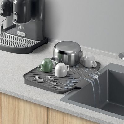 Metaltex Gravity Duo 2-in-1 Draining Mat – Dual-Sided Drying & Water Collection, Compact Kitchen Counter Protector