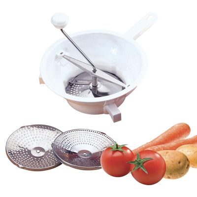 Metaltex Stainless Steel Food Mill Spring – 3 Interchangeable Strainers – Durable Stainless Steel & Plastic Construction – Made in Italy
