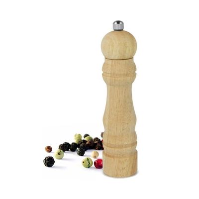 Metaltex Salt & Pepper Spice Mill – 17cm Ceramic Grinder – Rubberwood Body with Chromed Metal Accents – Durable Kitchen Grinder