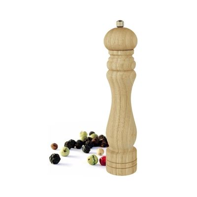 Metaltex Salt & Pepper Spice Mill – 26cm Ceramic Grinder – Rubberwood Body with Chromed Metal Accents – Durable Kitchen Grinder