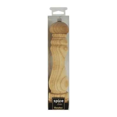 Metaltex Salt & Pepper Spice Mill – 26cm Ceramic Grinder – Rubberwood Body with Chromed Metal Accents – Durable Kitchen Grinder