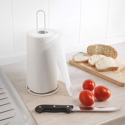 Metaltex Tissue Roll Holder Rolly – Kitchen Paper Roll Holder – Iron Wire Body with LDPE Coating – Durable & Easy to Clean – Made in Italy