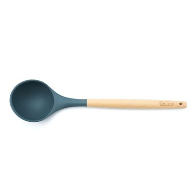 Beram Silicone Soup Ladle Cooking Utensil With Wooden Handles Heat Resistant Bpa Free Non-Stick Kitchen Tool For Soups Stews & Sauces -Grey (Single Soup Ladle)