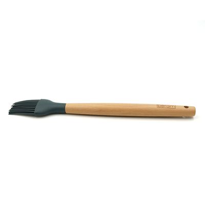 Beram Silicone Oil Brush Cooking Utensil With Wooden Handle Heat Resistant Bpa Free Non-Stick Kitchen Pastry Tool For Cooking Baking Roasting -Grey (Single Oil Brush)