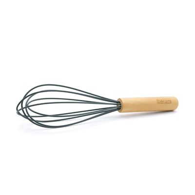 Beram Silicone Whisk Cooking Utensil With Wooden Handles Heat Resistant Bpa Free Non-Stick Kitchen Tools Set For Cooking Baking Beating Mixing-Grey (Single Whisk)