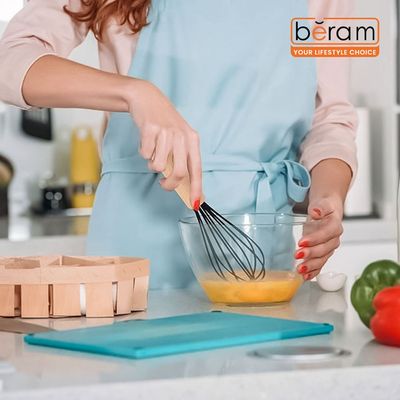 Beram Silicone Whisk Cooking Utensil With Wooden Handles Heat Resistant Bpa Free Non-Stick Kitchen Tools Set For Cooking Baking Beating Mixing-Grey (Single Whisk)