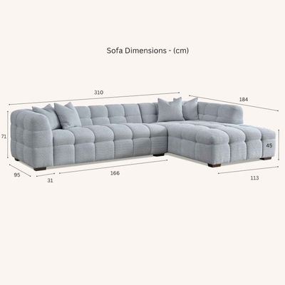 Boucle Corner Sofa L100xW310xH70 - White