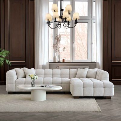 Boucle Corner Sofa L100xW310xH70 - White