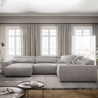Corduroy Fabric Sectional Sofa
 L220xW310xH75 - Grey