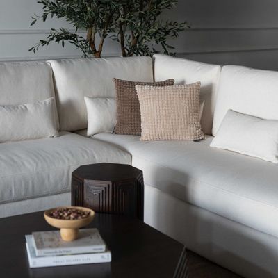 White L-Shape Sectional Sofa L290xW290xH80 - Beige