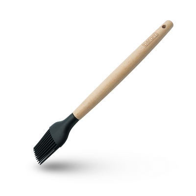 Beram  Silicone Oil Brush Cooking Utensil With Wooden Handles Heat Resistant Bpa Free Non-Stick Kitchen Tools For Cooking Baking Mixing Stirring Serving Frying Grilling – Black (Single Oil Brush)