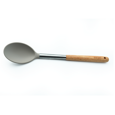 Beram  Silicone Kitchen Utensil Set  Heat-Resistant Cooking Tools With Stainless Steel & Wooden Handles  Bpa-Free, Non-Stick Safe For Cooking Baking & More.(Beije) (Single Serving Spoon)