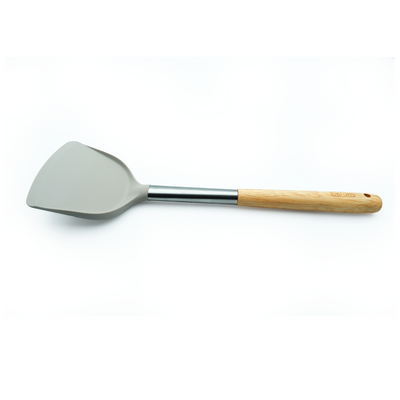 Beram Silicone Kitchen Utensil Set  Heat-Resistant Cooking Tools With Stainless Steel & Wooden Handles  Bpa-Free, Non-Stick Safe For Cooking Baking & More.(Beije) (Single Solid Shovel)