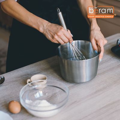 Beram Wisk Silicone & Stainless Steel Kitchen Utensil Heat Resistant Non-Stick Bpa-Free,Dishwasher Safe (Grey) (Single Wisk)