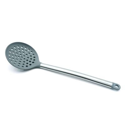 Beram Skimmer Silicone &Stainless Steel Kitchen Utensil Heat Resistant Non-Stick Bpa-Free,Dishwasher Safe (Grey) (Single Skimmer)