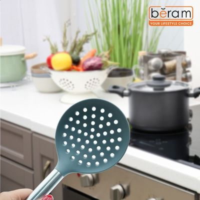 Beram Skimmer Silicone &Stainless Steel Kitchen Utensil Heat Resistant Non-Stick Bpa-Free,Dishwasher Safe (Grey) (Single Skimmer)