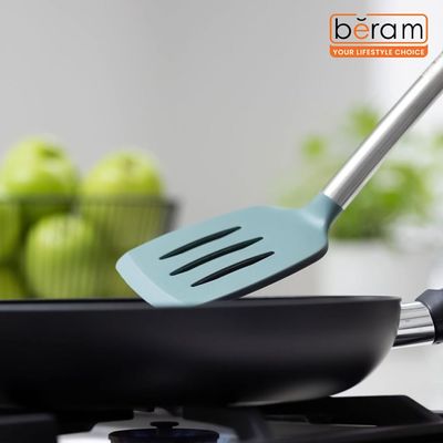 Beram Turner Silicone &Stainless Steel Kitchen Utensil Heat Resistant Non-Stick Bpa-Free,Dishwasher Safe (Grey)  (Single Slotted Turner)