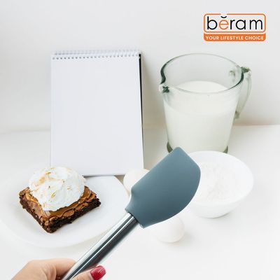 Beram Scraper Silicone &Stainless Steel Kitchen Utensil Heat Resistant Non-Stick Bpa-Free,Dishwasher Safe (Grey)Single Scraper)