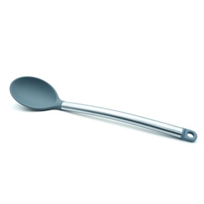 Beram Serving Spoon Silicone &Stainless Steel Kitchen Utensil Heat Resistant Non-Stick Bpa-Free, Dishwasher Safe (Grey) (Single Serving Spoon)