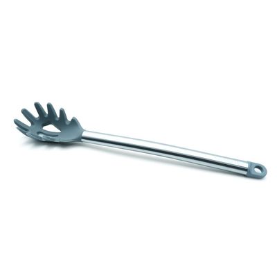 Beram Pasta Server Silicone &Stainless Steel Kitchen Utensil Heat Resistant Non-Stick Bpa-Free,Dishwasher Safe (Grey) (Single Pasta Server)