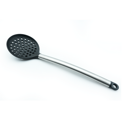 Beram Silicone With Stainless Steel Utensil Set Non-Stick Safe,Heat Resistant,Bpa-Free – (Black) (Single Skimmer)