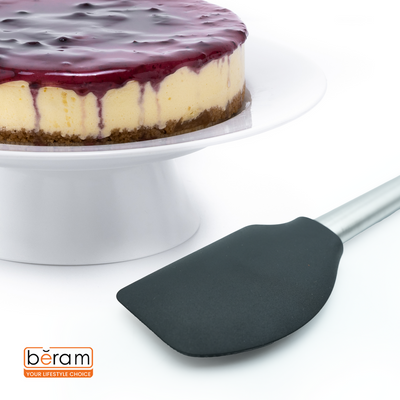 Beram Silicone With Stainless Steel Utensil Set Non-Stick Safe,Heat Resistant,Bpa-Free –(Black) (Single Scraper)