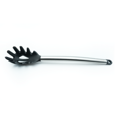 Beram Silicone With Stainless Steel Utensil Set Non-Stick Safe,Heat Resistant,Bpa-Free – Pasta Server(Black) (Single Pasta Server)