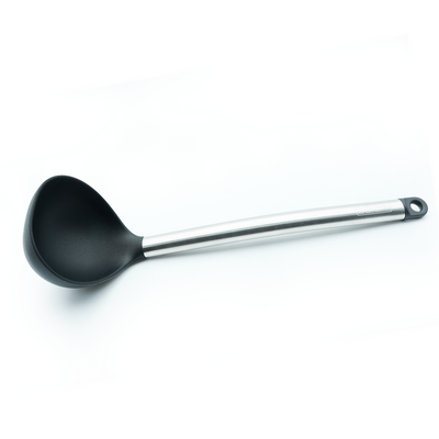 Beram Silicone With Stainless Steel Utensil Set Non-Stick Safe,Heat Resistant,Bpa-Free – (Black) (Single Soup Ladle)