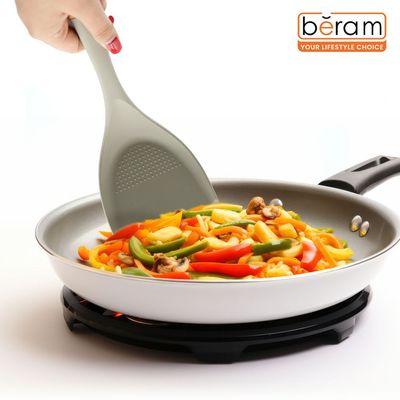 Beram  Silicone Kitchen Utensil Set With Natural Wooden Handles – Heat Resistant, Non-Stick Safe, Bpa-Free Cooking Tools (Beige) (Single Shovel) Beram  Silicone Kitchen Utensil Set With Natural Wooden Handles – Heat Resistant, Non-Stick Safe, Bpa-Free Cooking Tools (Beige) (Single Shovel)