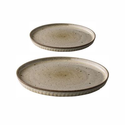 Stylepoint Q Authentic Stone White Plate with Raised Edge, 26.5 cm, Set of 2