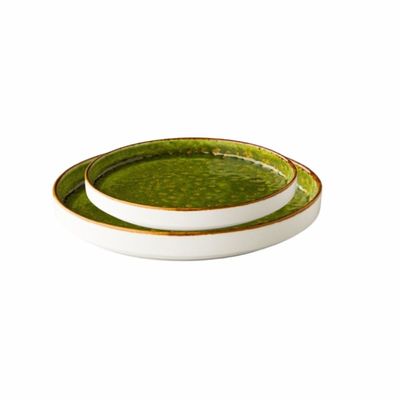 Stylepoint Jersey Plate with Raised Edge, Stackable, Green, 20.5 cm, Set of 2