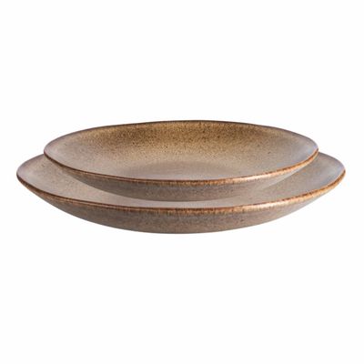Stylepoint Q Authentic Stone Brown Coupe Bowl, 26.5 cm, Set of 2