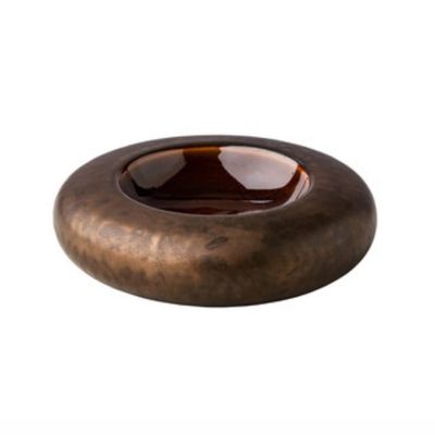 Metallic Gold Presentation Bowl, Round Decorative Serving Dish, 17 x 5.3 cm