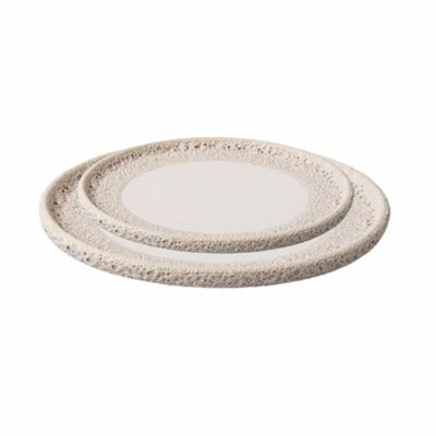 Vulcanic White Side Plate, 16.5 cm, Textured Stone-Like Rim, Set of 2
